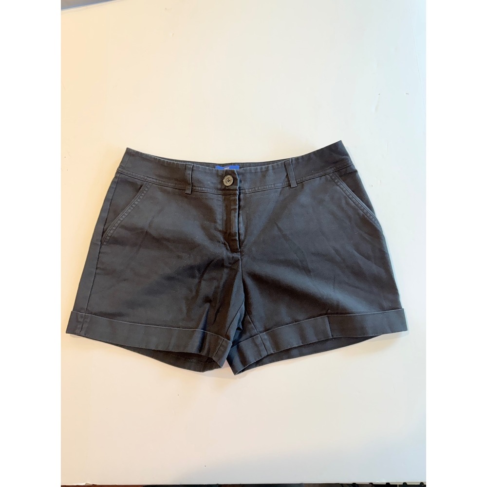 Apt. 9 Torie Black Cuffed Chino Shorts Womens Size 10 Mid Rise Cotton Blend
